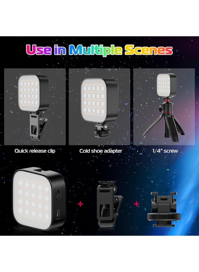 Ulanzi أضواء فيديو RGB U60 ضوء كاميرا LED أسود 360° إضاءة تصوير محمولة مع محول حذاء بارد سريع الإطلاق ومشبك، مصباح لوحة قابل للتعتيم 2500mAh قابل لإعادة الشحن CRI 95+ 2500-9000K - Image 4